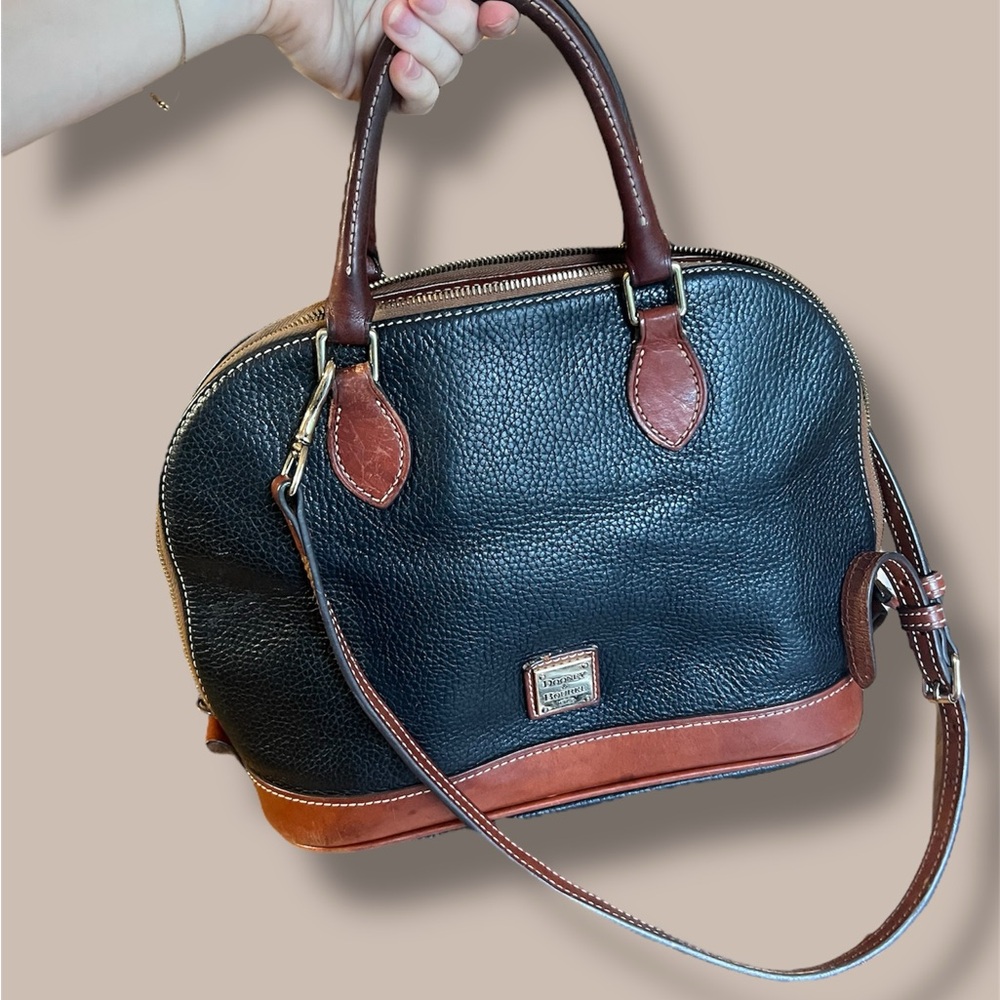 $338 Dooney & Bourke Black Pebble Grain Zip Zip Leather Satchel See Photos